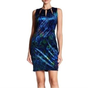 EUC $178 Tahari Charma Floral Velvet Dress Size 6